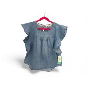 Girl's Copper Key Flutter Sleeve Blouse, size Medium